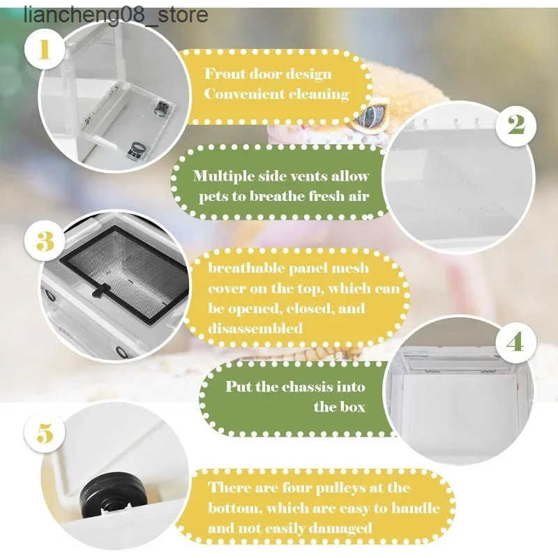 Other Pet Supplies Plastic reptile feeding box reptile breeding shell reptile cage reptile portable transport container for lizard bear dragon L240910