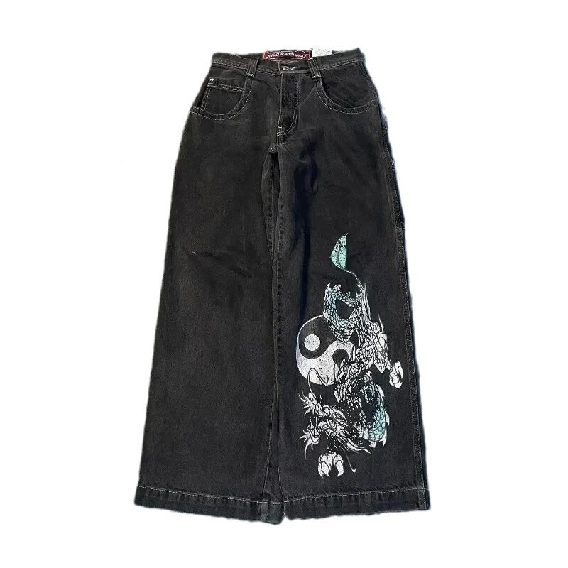 JNCO Y2K loose jeans mens embroidered hip-hop street Harajuku mens wide leg pants 240619