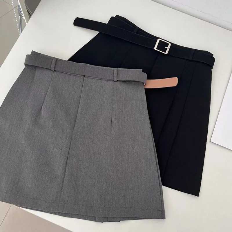 ever Preppy Style A-Line Skirt for Women Summer New High Waist Black Gray Pleated Skirts Fe Casual dent Mini SkirtsXJ241221