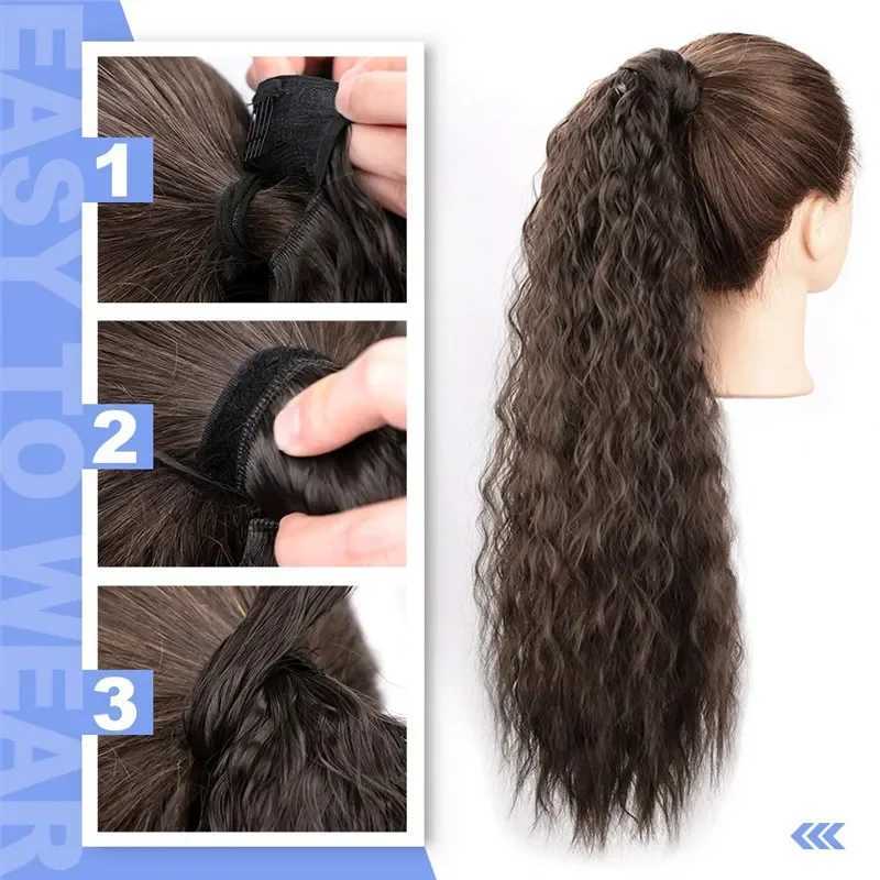 long Curly Ponytail Natural hair extension Wrap On Clip Hair Ponytail Extensions for Women Blonde Black Horse Tail SyntheticXJ241221