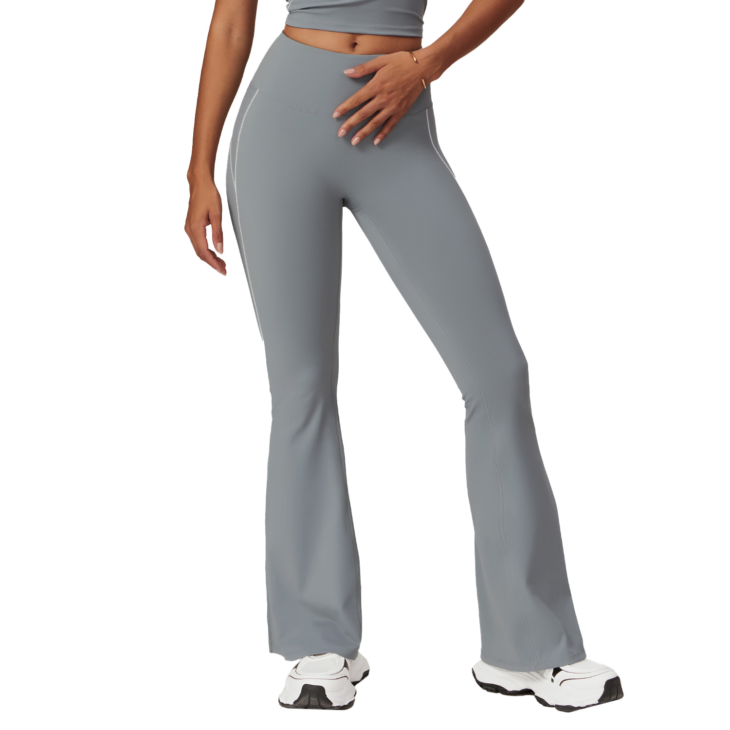 Skinny Nude High Waist Hip Lifting Yoga Pants Running Fitness Wide Leg Flared Pants Casual Athletic Pants
