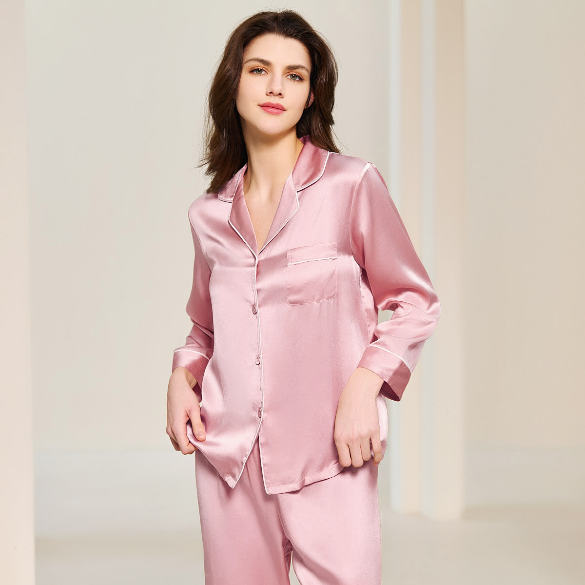 Chic Silk Pajama Set Including Nightgown and Coordinating Robe for Women