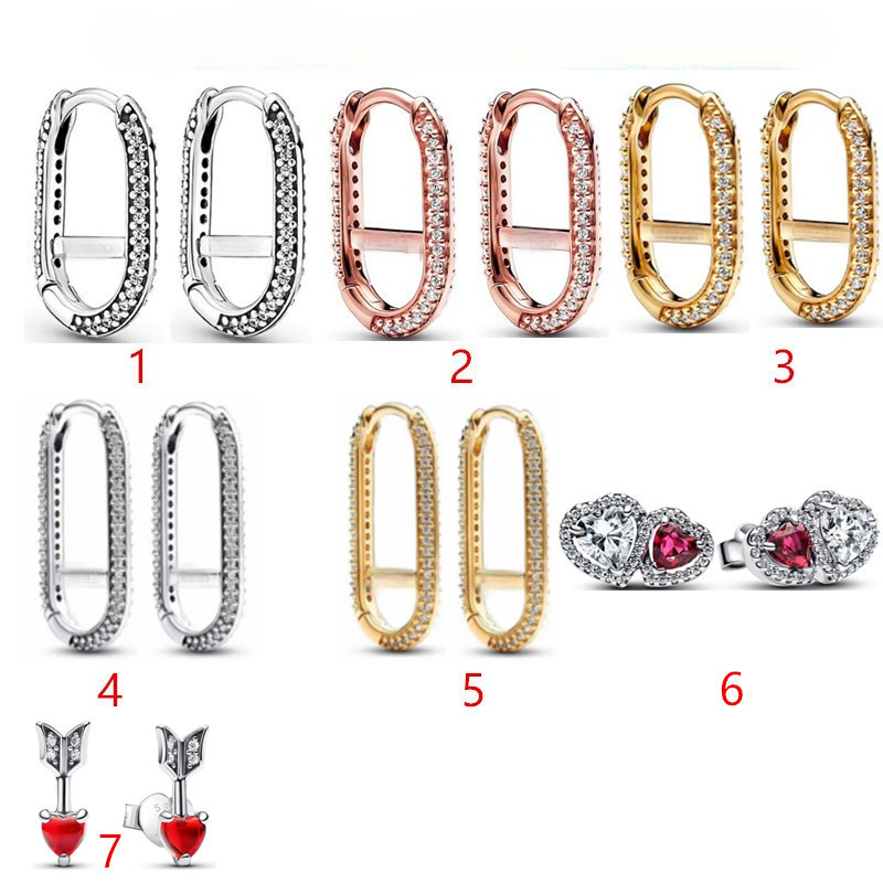 925 Silver Earrings New ME Series Pave Chain Earrings Gold Rose Gold