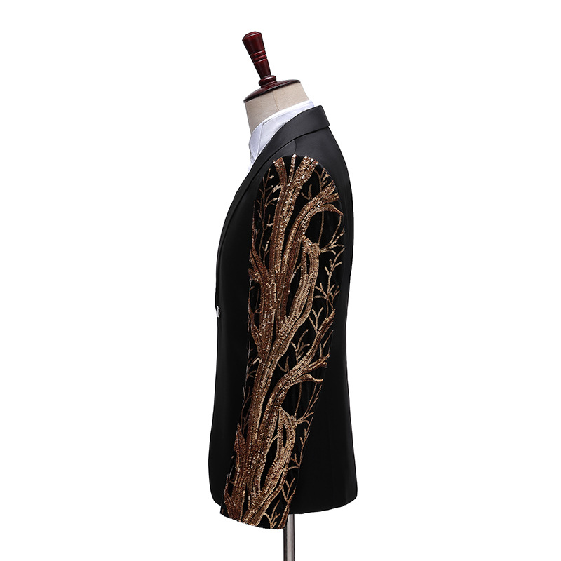 Men's K673 Tailored Sequin Tree Print Performance Jacket - Stylish Showpiece Outfit