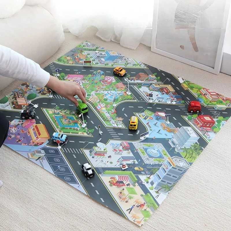 Road mats childrens traffic maps educational toys for boys and girls road carpets childrens game mats cartoon city carpets childrens toy games W241221