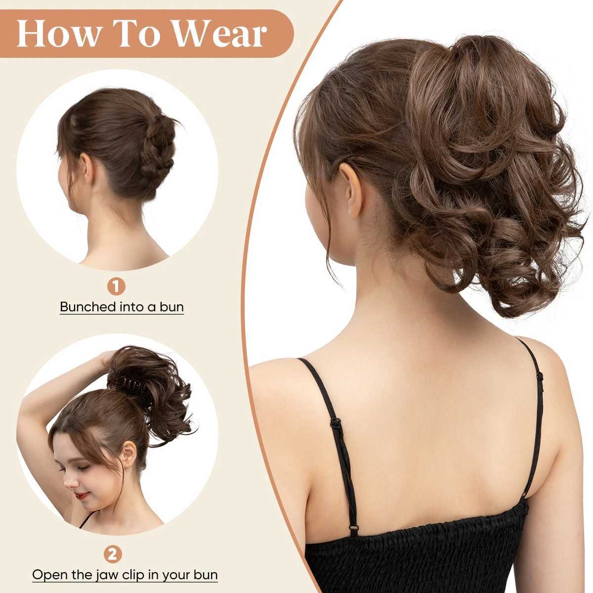 SARLA One Piece Premium Synthetic Diy Claw Clip In Ponytail Extensions Natural Hairpiece Hair Bun Fake Blonde False PigtailXJ241221