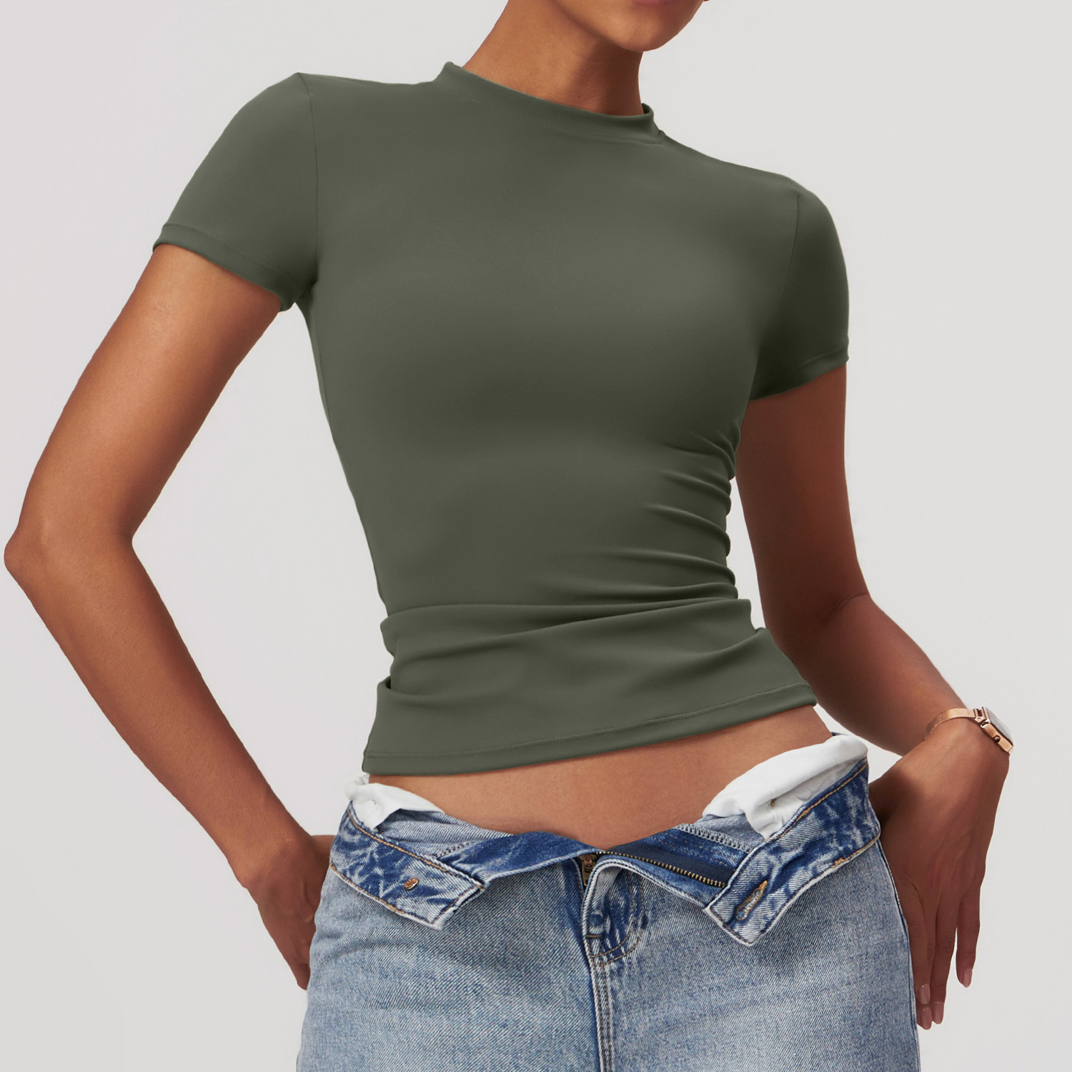 Spring t-shirt quick-drying yoga wear short-sleeved fitness tops hoodie outdoor running sports short-sleeved female