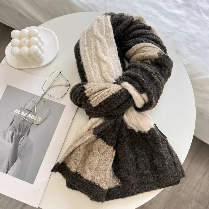 High Quality Classic Wool Solid Scarf Men Women Winter Autumn Knitted Thick Warm Soft Muffler Male Female Korean Version Scarf 241220