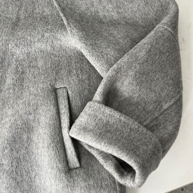 Women New Chic Fashion Two-tone wool coat Jacket Coat Vintage Long Sleeve Female Outerwear Chic Overshirt