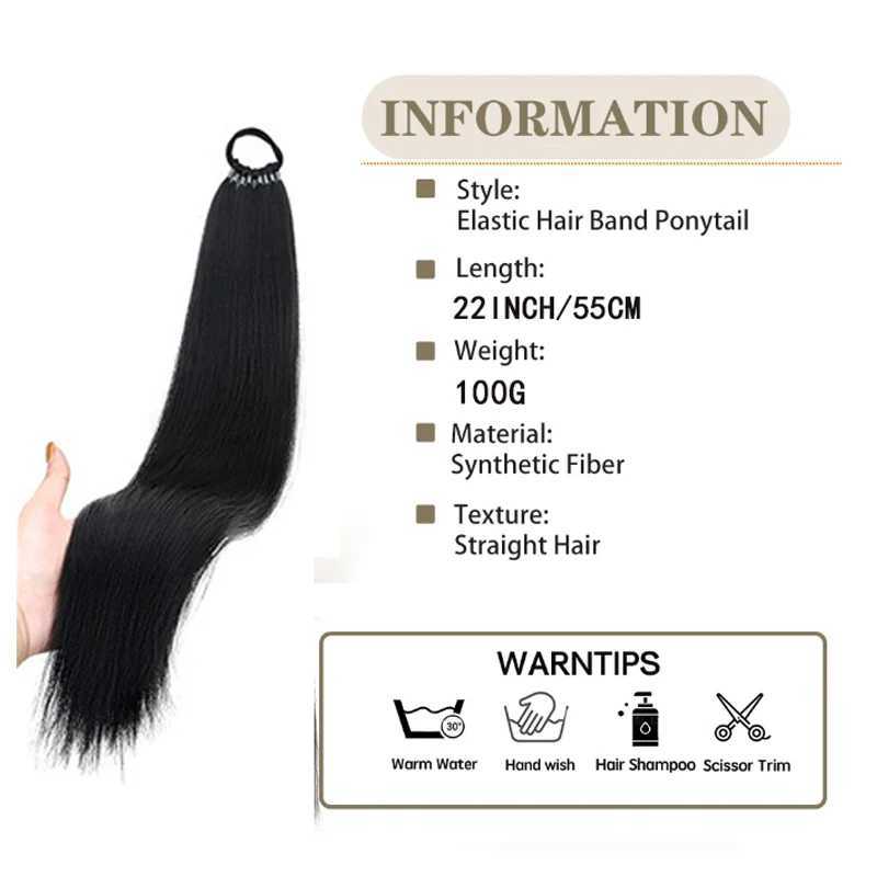 22Inch Synthetic Ponytail Extensions With Hair Tie Wrap Around Hair Braid Tail Rubber Band Hair Ring Ombre Braid DIYXJ241221