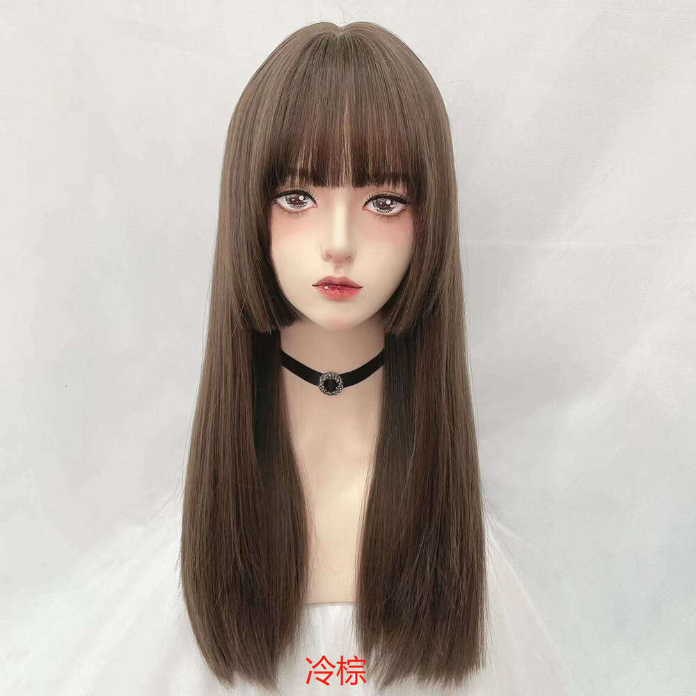 New Long Straight Personalized High Temperature Silk Simulation Himeji Hair Princess One Cut Wig Set