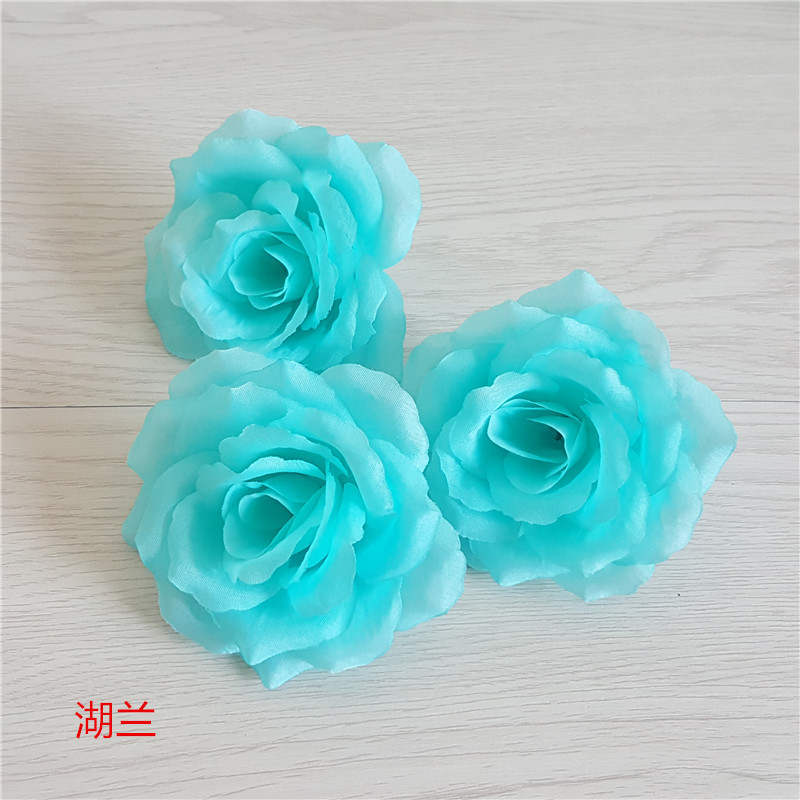 LOT 50PCS 4inch 10cm Roses Silk Flower Heads Wedding Decoration Ivory Cream Champagne Purple Pink Light Blue Royal White Flowers