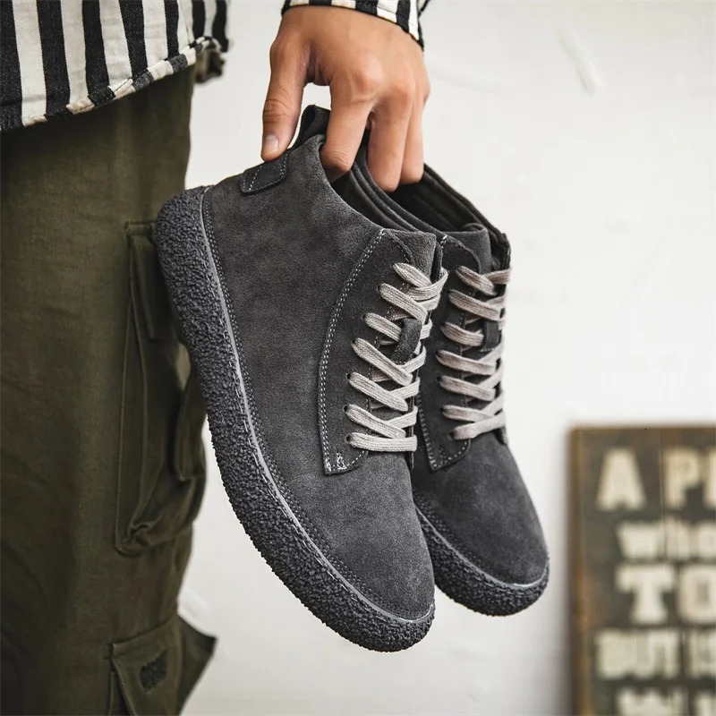 Mens high top casual shoes breathable er shoes suede leather shoes business office shoes mens driving mocha casino plush 241213