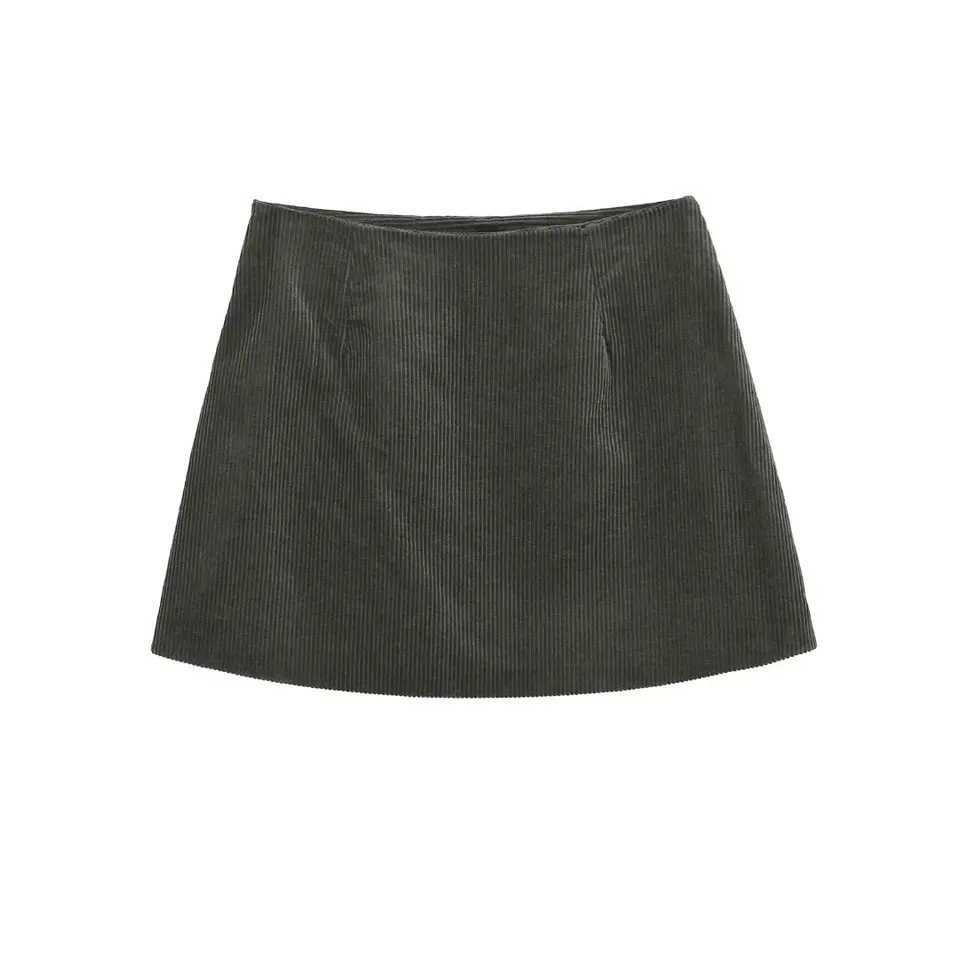 TR Woman Skirts Corduroy Mini Skirt Mid Waist Autumn Winter Warm Skirts For Women Streetwear Y2K Casual Short Skirts 1255529XJ241221