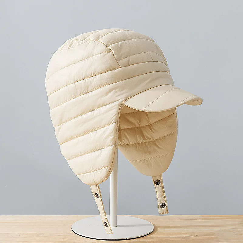 Japanese Down Cotton Thunder Hood Mens and Womens Winter Bicycle Helmets Inner Lining Cold Protective Earrings Warm Bomber Hat 241220