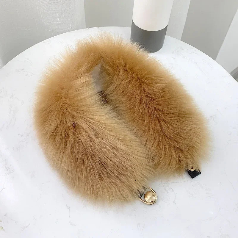 Winter Faux Fox Fur Collar Shawl Thick Warm Neck Protection Coat Hood Fur Decor Push Fur Scarf Neckerchief Jacket Collar Wrap 241220