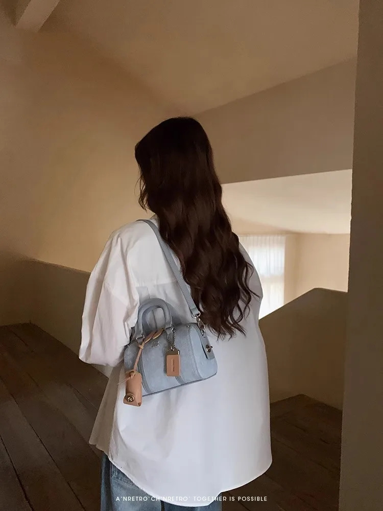 In Denim Canvas Top Handle Bags for Women High Quality Blue Pillow Handbags Simple Versatile Female Armpit Crossbody 241213