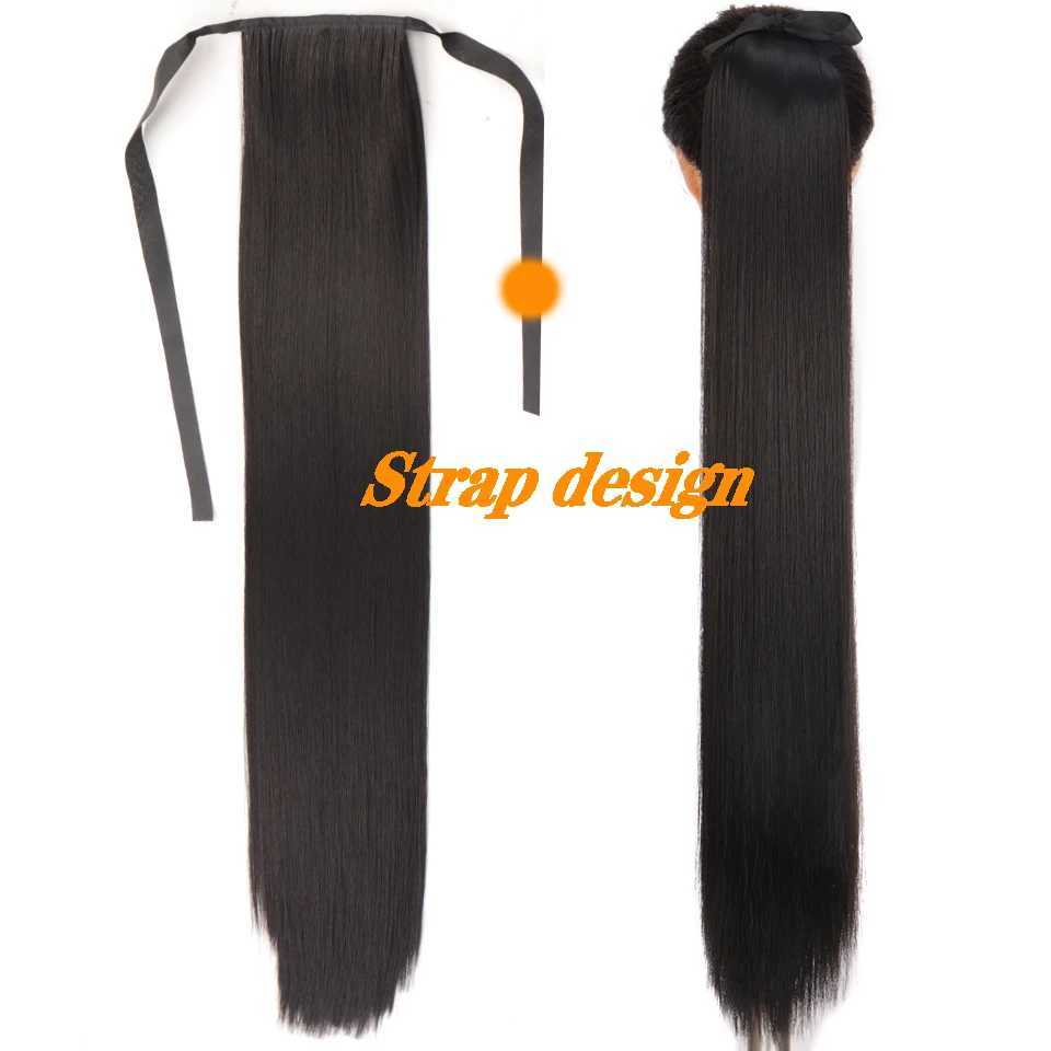 Synthetic Hair 2430 Long Straight Ponytail Wrap Around Ponytail Clip in Hair Extensions Black Hairpiece HeadwearXJ241221