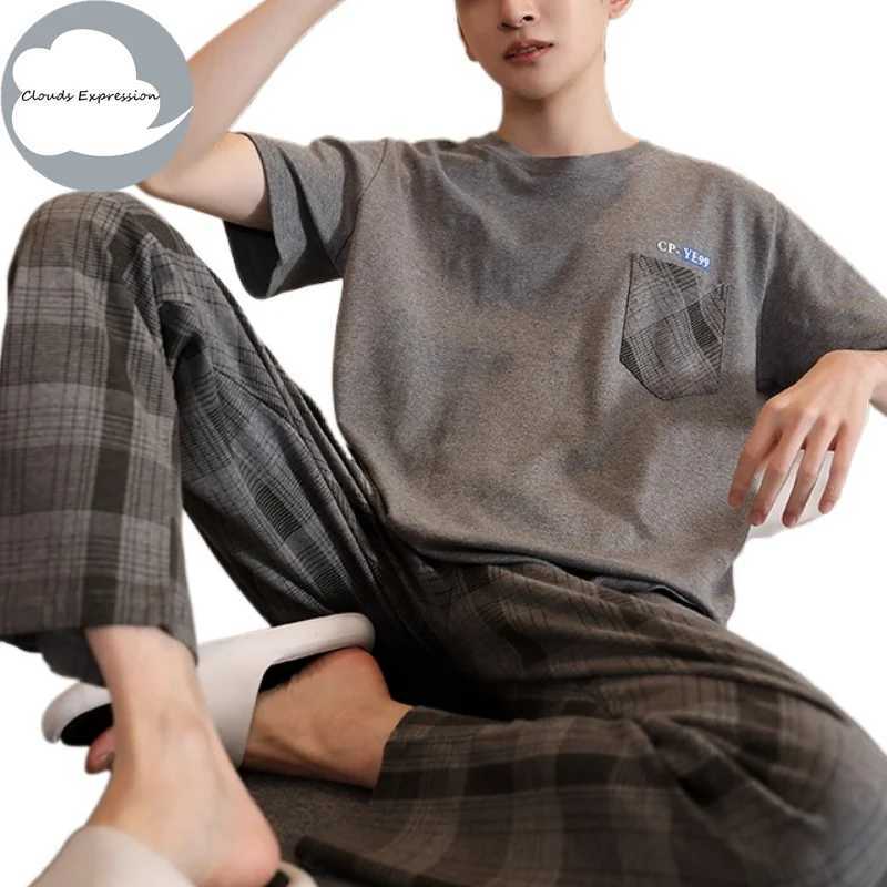 Summer Knitted 5XL Cool Mens Pajamas Casual Pjs Lounge Set Mens Plain Pajamas W241221