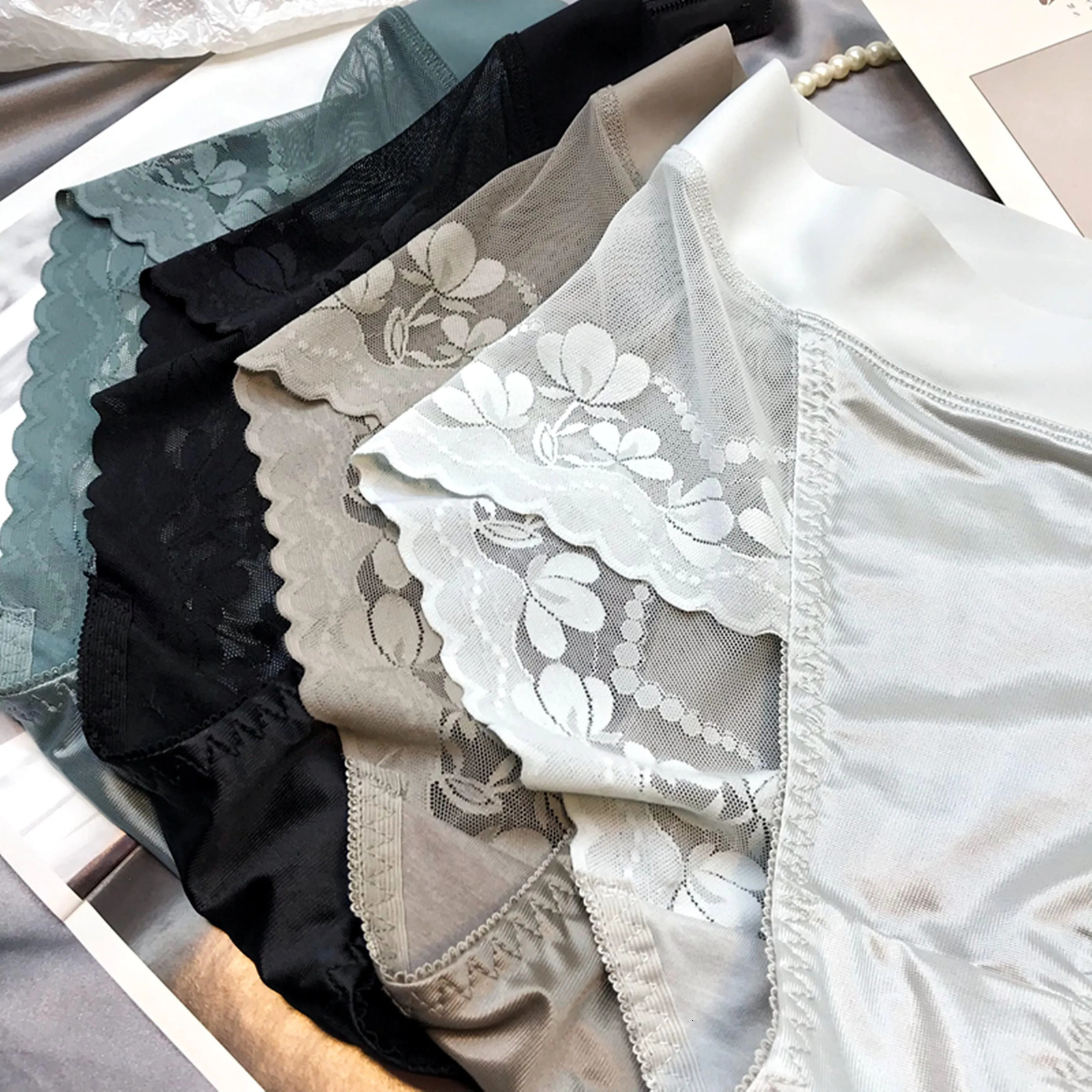 3PCS Women Lace Panties High Waist Lingerie Brief Plus Size L-2XL Sexy Womens Underwear Cheeky Sexy Woman Lingeries Intimates 241216