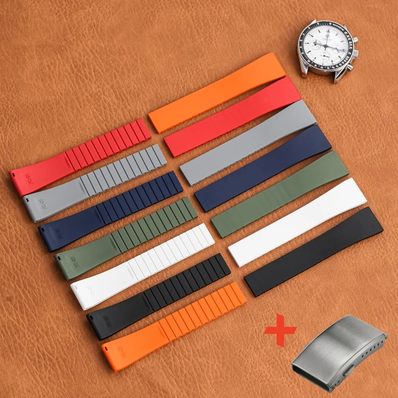 Fluoro Rubber Watch Band FKM Strap 20/22mm Cut to Size Fast Release Folding Buckle Adjustable Universal Bracelet for Men Women 241220