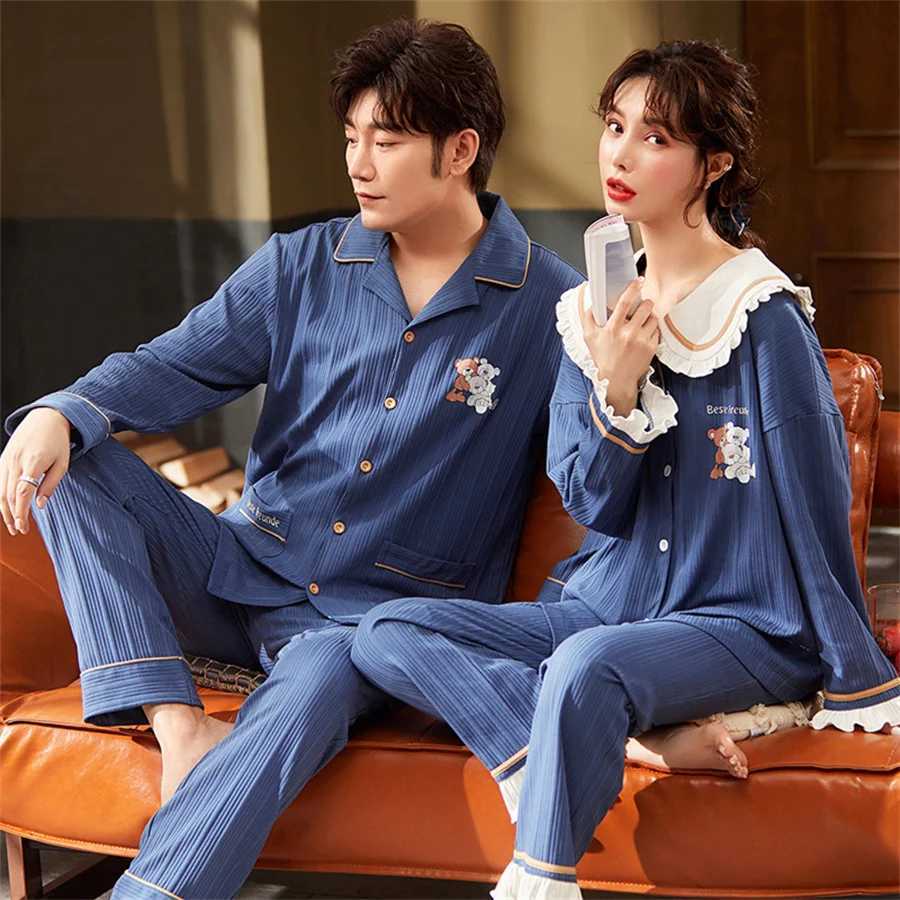 2024 Autumn/Winter Couples Pajama Set Mens Long Sleeve Top and Pants Family Clothing Womens Casual Pajama 2-piece Casual Pajama W241221