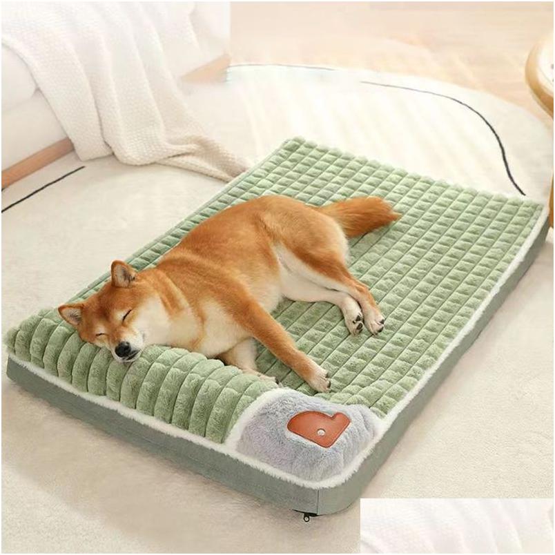 Dog Houses & Kennels Accessories Madden Winter Warm Mat Sofa Small Medium Plaid Bed For Cats Dogs Fluff Sleeping Removable Washable P Dhaba