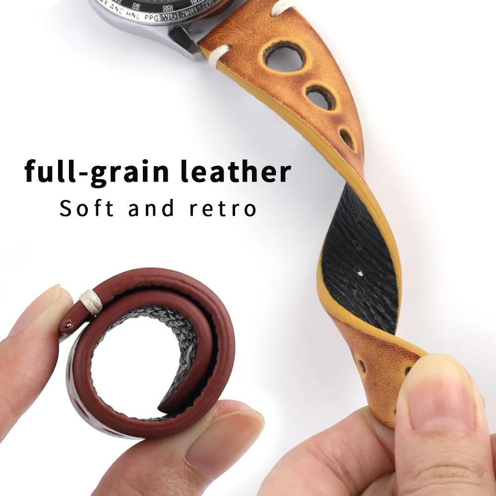 Handmade Genuine Leather Watchband 20mm 22mm 24mm Vintage First Layer Cowhide Watch Strap Bracelet Replacement for Men 241220
