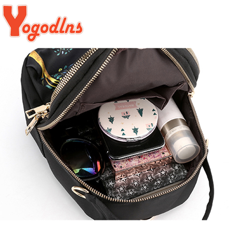 Ydlns Trendy New Nylon Backpack For Women Multifunction Shoulder Crossbody Bag Printing Waterproof Rucksack Travel Lady Pack