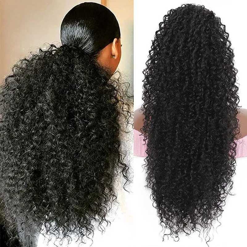 Sylhair Drawstring Curly Ponytail Extension for African Women Afro Kinky Curly Hair Pieces Synthetic Heat ResistantXJ241221