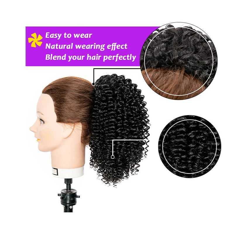 Synthetic Drawstring Curly Ponytail Extension for African Women Short Afro Kinky Ponytail ExtensionXJ241221