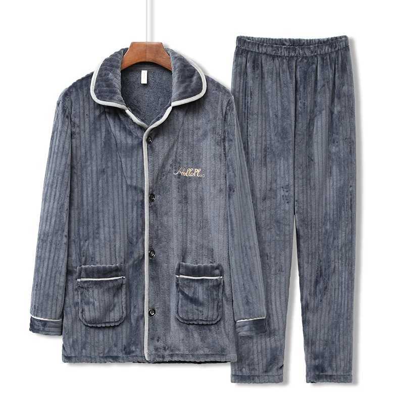 Mens Winter Thick Flannel Plus Plush Warm Sleepwear 3XL Casual and Comfortable High Quality Soft Slip Sleepwear Set Home Clothing W241221