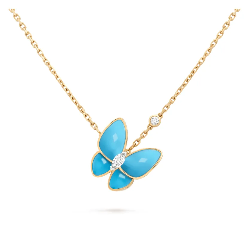 French fashion gold sier Crystal dia butterfly pendant necklace designer for women men chain Valentines Day gift Free shipping Free shipping