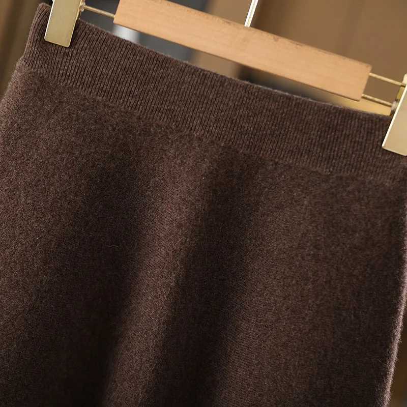 Womens Wool Skirt Autumn Winter Elastic Waist Mini A-Line Cashmere Skirt 100% Merino Wool Knitted Above Knee Preppy Style DressXJ241221