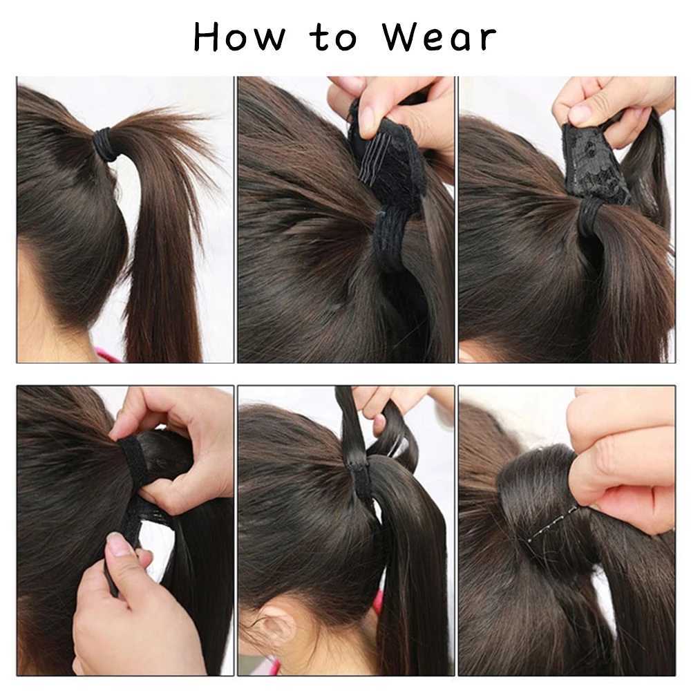AZQUEEN Straight Synthetic Hairpiece With Ponytail 85cm Super Long Wrap Around Clip In Hair Extensions Pony Tail For Daily WearXJ241221