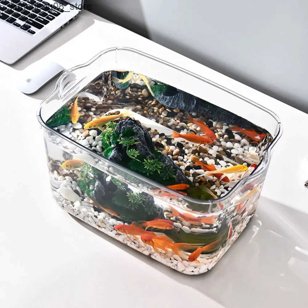 Other Pet Supplies Explosion proof plastic fish tank PET transparent desktop fish tank small ecological water tank L240910