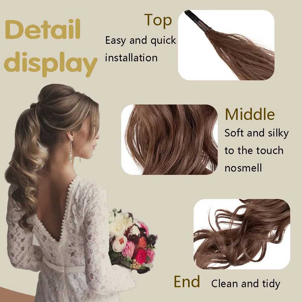 30Inch Synthetic PonyTail Long Wavy Layered Flexible Wrap Around Fake Pony Tail Hair Extensions Wave Hairpiece for WomenXJ241221