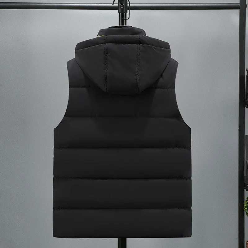 2024 Fashion Mens Vest Cotton Padded Autumn and Winter Sleeveless Jacket Casual Solid Plus Size 5XL High Quality WaistcoatXJ241221