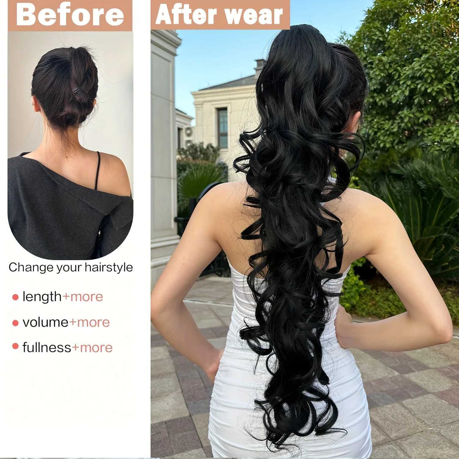 Multi-Color Optional Wave Claw Ponytail Extension-Voluminous Curly Clip-In Hairpiece for Women-Ultra-Soft Synthetic Luxury StyleXJ241221