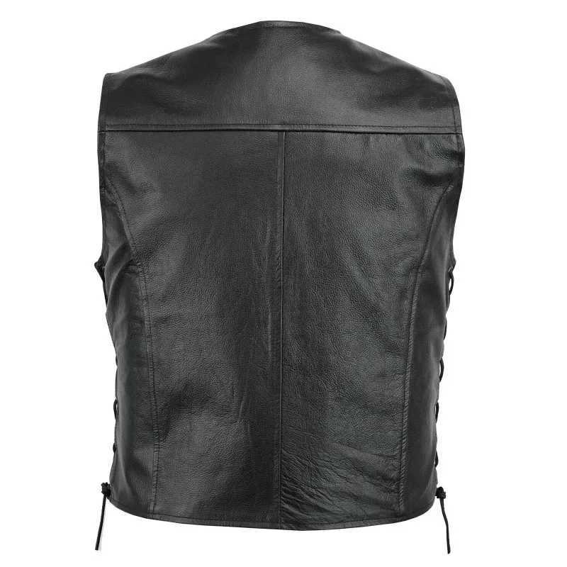 Men Fashion Leather Vest New Motorcycle Fleet Punk Leather Vest Coat European and American Style Handsome Blazer Vest CoatsXJ241221
