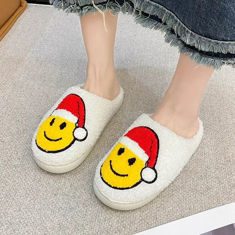 Smile Pumpkin Halloween Women's Slippers Winter Indoor Cartoon Comfort Home Bedroom Soft Causal Flat Plush Shoes for zhanyishengli