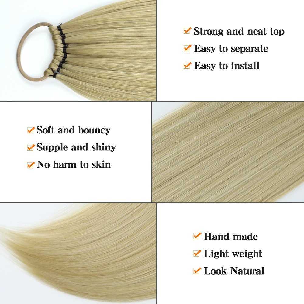Synthetic Straight Ponytail Extensions Rubber Band Hair Braided Pony Tail Hairpiece 24Inch Black Blonde Brown Hairstyle ForWomemXJ241221