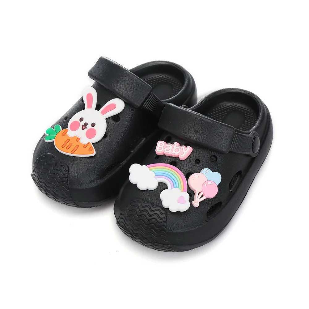 Sneakers Summer childrens sandals hole childrens shoes slider soft anti slip cartoon DIY design hole baby shoes beach boys and girls H241221