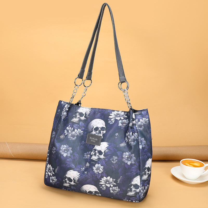 Vintage Designer Skull Rose Wer Gothic Shopper Totes Women Large Capacity Shoulder Bag Casual Travel Handbag