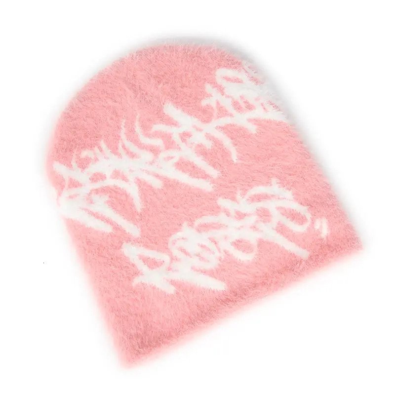 Ultra Soft Y2K Custom Furry Hairy Graphic All Over Print Jacquard Mohair Beanie Skull Cap 241214