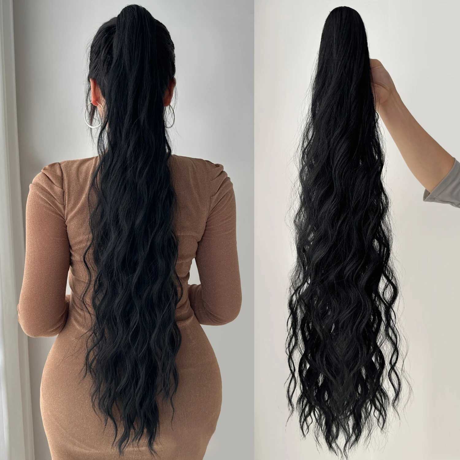 32 Claw Ponytail Extension Straight Hair Water Wave Clip In Hair Extensions Soft Natural Multi-Color Optio -Gift PreferenceXJ241221