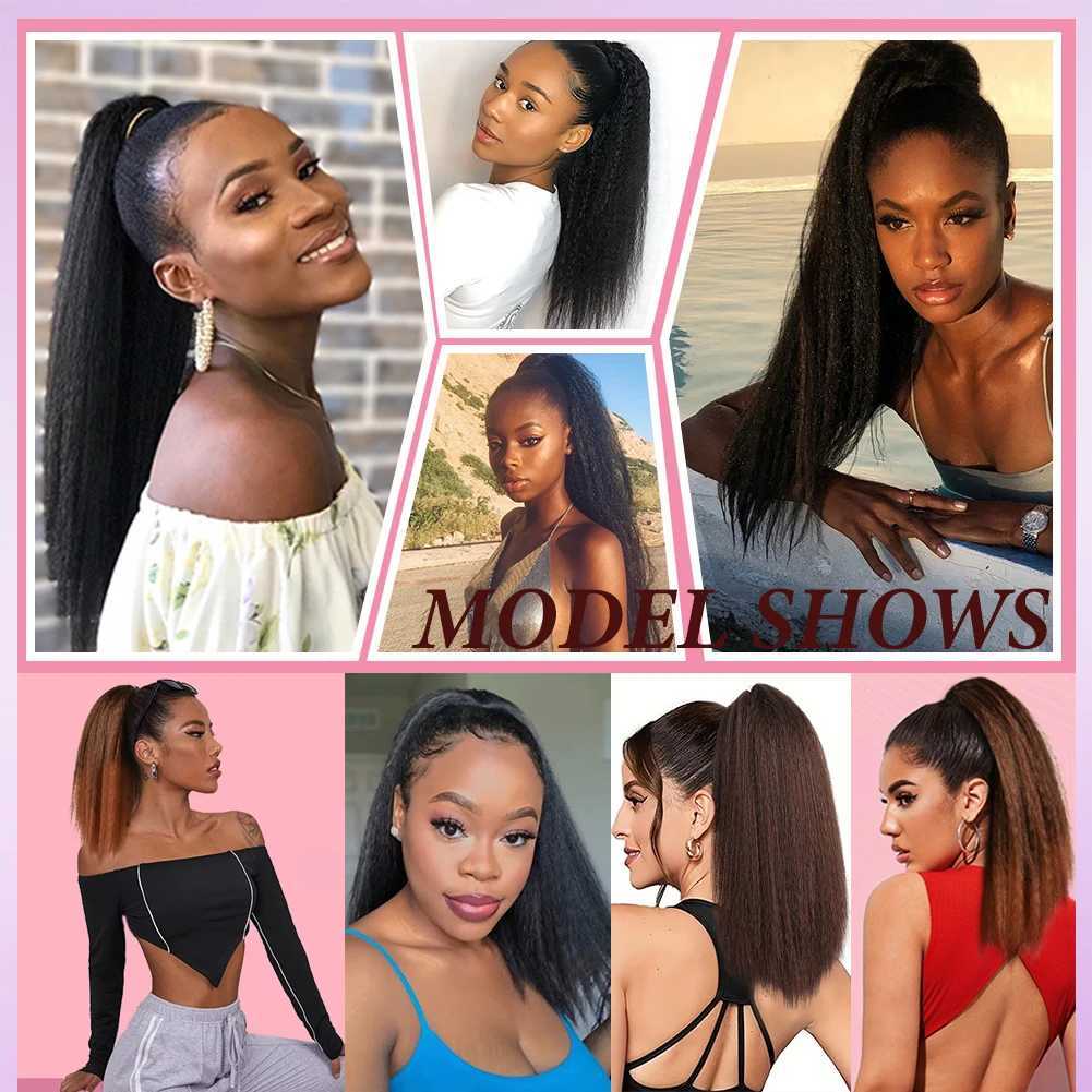 Claw Clip in Ponytail Extension Synthetic Kinky Straight Ponytail Extensions Short Yaki Straight Ponytail Hair 14 inch for WomenXJ241221