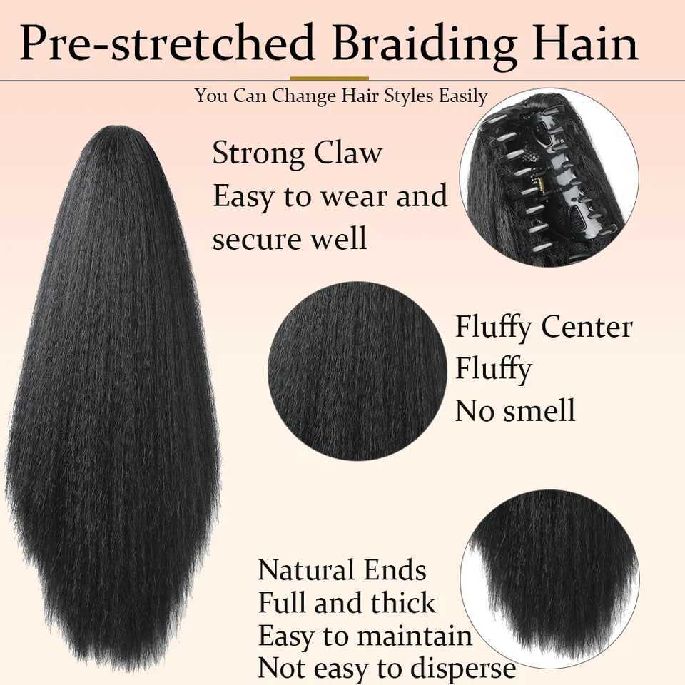 14 Inch Yaki Hair Extensions Claw Clip Ponytail Hair Extensions Synthetic Kinky Straight Extension Clip In Pony TailsXJ241221