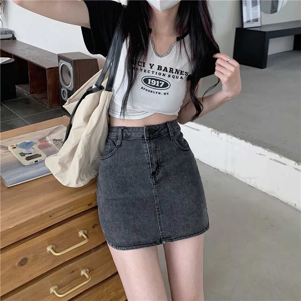 150 Skinny Hottie jeans skirt girl Spring summer high waist A line wrap hip skirt xs small size highXJ241221