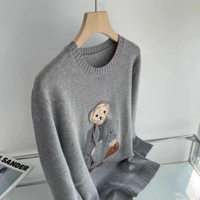 Designer's Spring New Cashmere Hoodie Fashionable and Casual Loose Round Neck Knitted Bear Women's Sweater